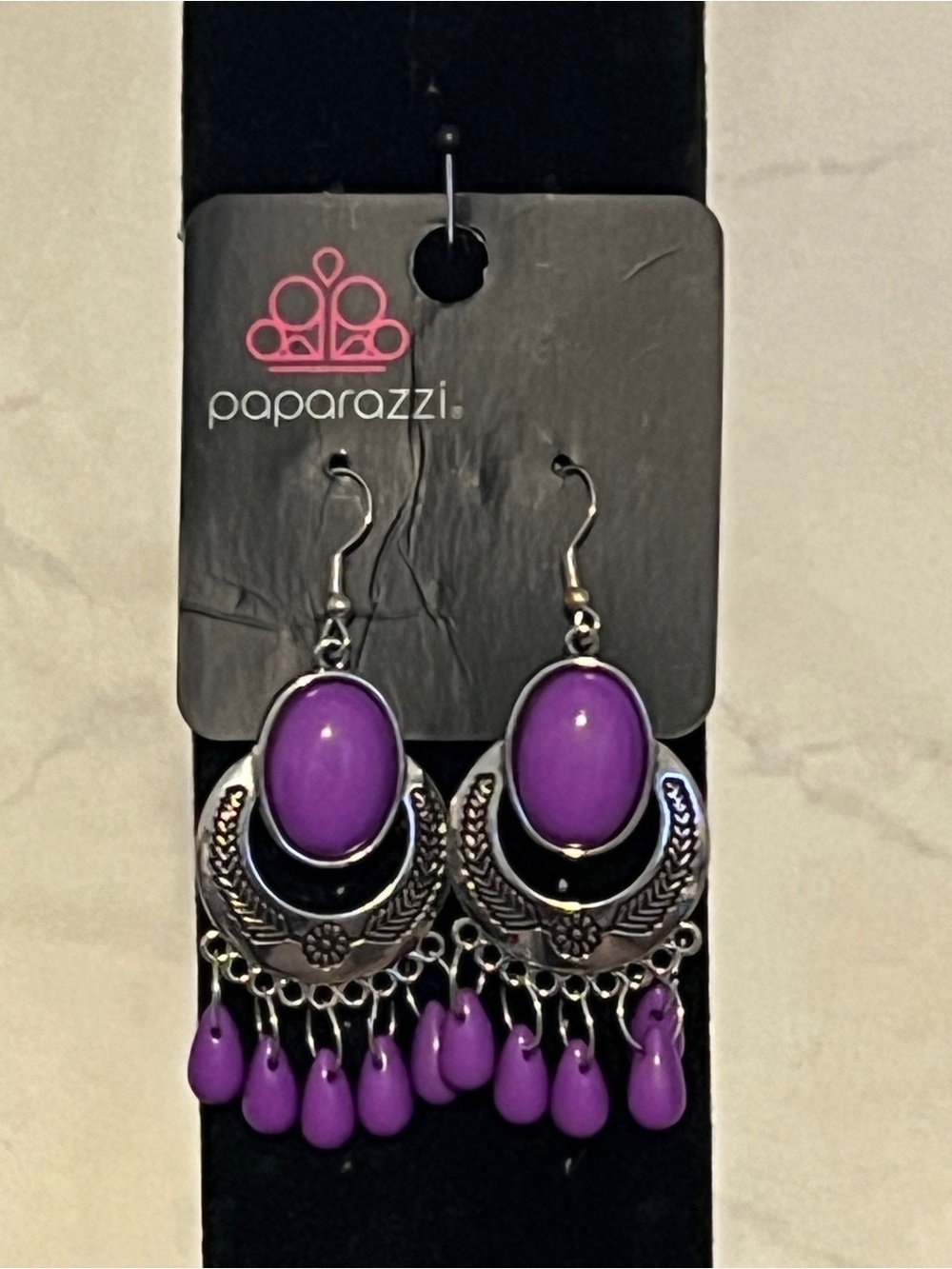 Paparazzi Purple Boho Oval Teardrop Dangle Earrings